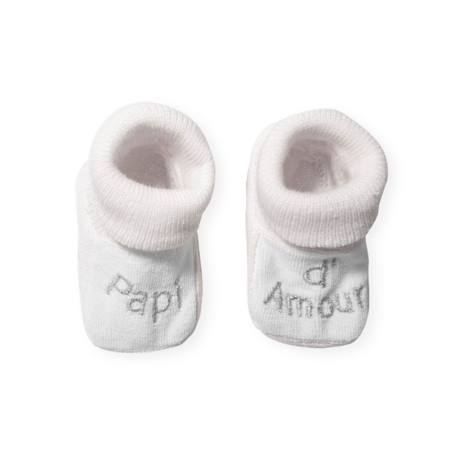 Chaussons bébé avec broderie papi d'amour Blanc+Gris+Sable 1 - vertbaudet enfant 