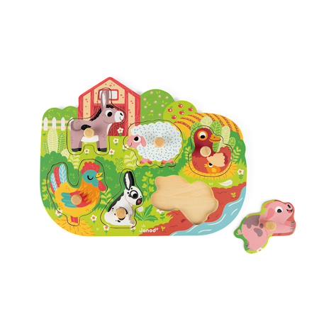 Puzzle en bois happy farm Vert 3 - vertbaudet enfant 