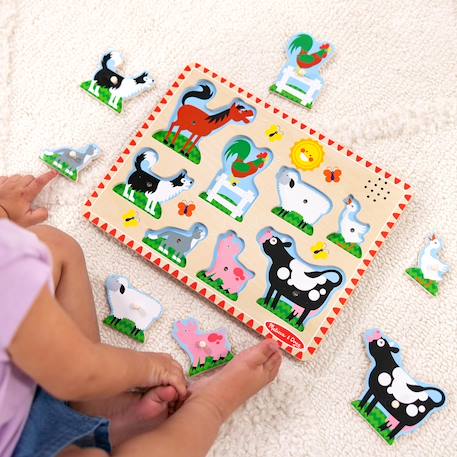 Puzzle sonore animaux de la ferme Rouge 2 - vertbaudet enfant 