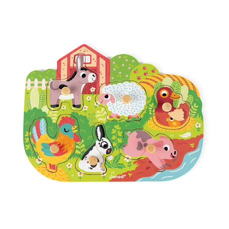 Puzzle en bois happy farm Vert 1 - vertbaudet enfant 