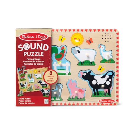 Puzzle sonore animaux de la ferme Rouge 6 - vertbaudet enfant 