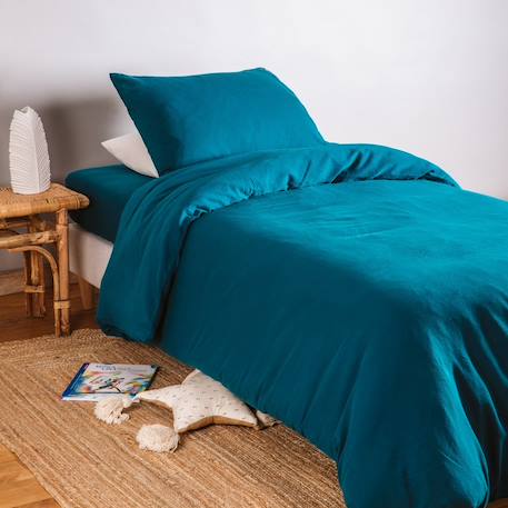 Housse de couette 1 personne pur coton bio Blanc+Bleu nuit+Ecru+Eucalyptus+Gris tourterelle+Rose nude+Terracotta 7 - vertbaudet enfant 