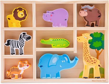 Figurines en bois animaux safari Beige 4 - vertbaudet enfant 