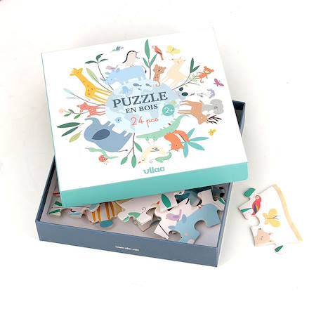 Puzzle en bois autour du monde 24 pcs Blanc 1 - vertbaudet enfant 