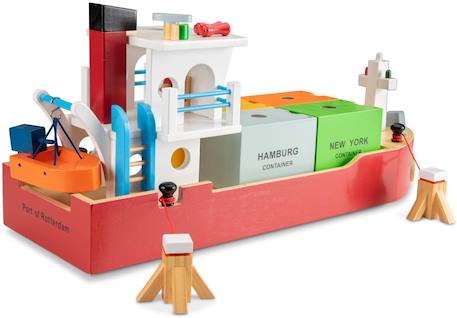 Bateau-container avec 4 containers Rouge 3 - vertbaudet enfant 