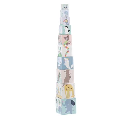 Cubes gigognes animaux du monde Beige 5 - vertbaudet enfant 