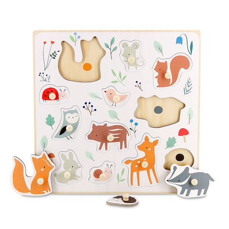 Encastrement en bois animaux de la forêt Beige 1 - vertbaudet enfant 