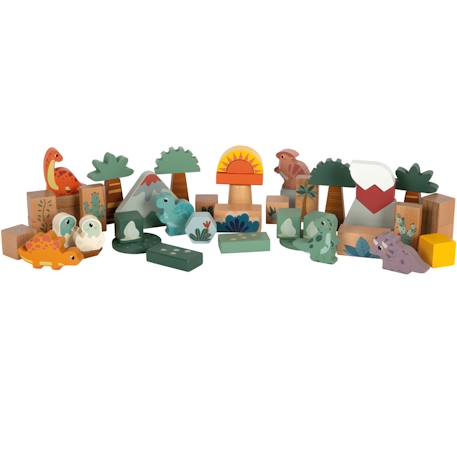 Blocs de construction en bois dino Beige 1 - vertbaudet enfant 