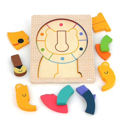 Puzzle encastrement lion andy westface Jaune 3 - vertbaudet enfant 