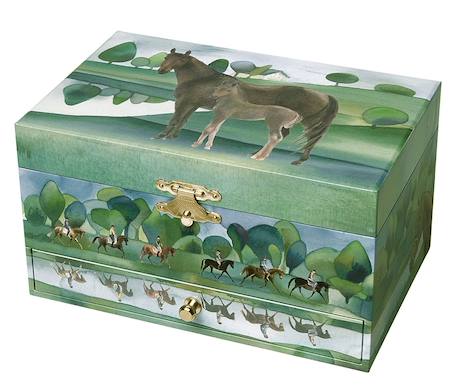 Boîte à bijoux musicale cheval normandie Vert 1 - vertbaudet enfant 