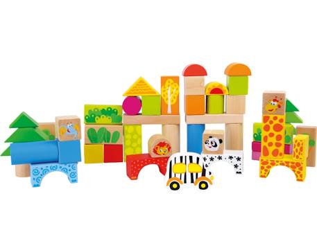 Blocs de construction en bois zoo Beige 1 - vertbaudet enfant 
