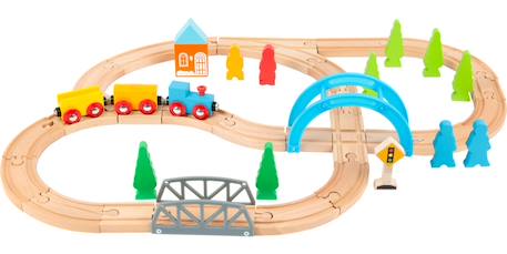 Chemin de fer en bois grand voyage Beige 1 - vertbaudet enfant 