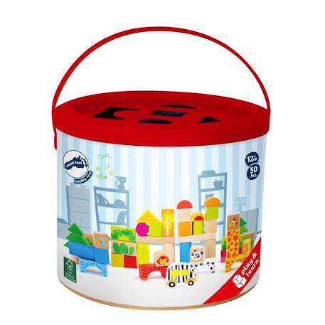 Blocs de construction en bois zoo Beige 3 - vertbaudet enfant 