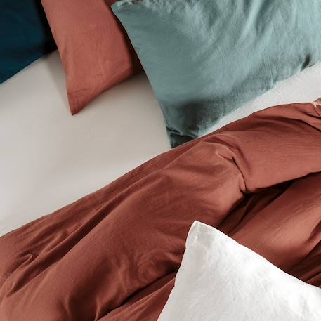 Housse de couette 1 personne pur coton bio Blanc+Bleu nuit+Ecru+Eucalyptus+Gris tourterelle+Rose nude+Terracotta 41 - vertbaudet enfant 