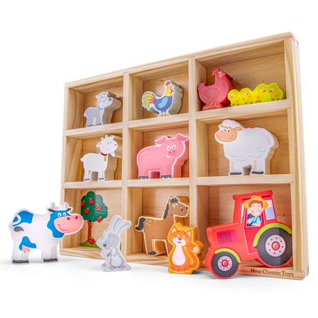 Figurines en bois animaux ferme Beige 2 - vertbaudet enfant 