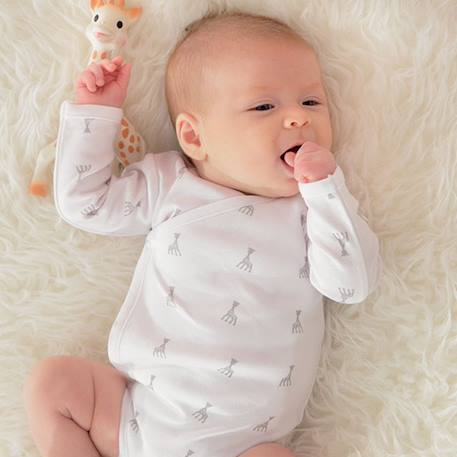 Body bébé ouverture croisé sophie la girafe® Blanc+Bleu+Rose 2 - vertbaudet enfant 