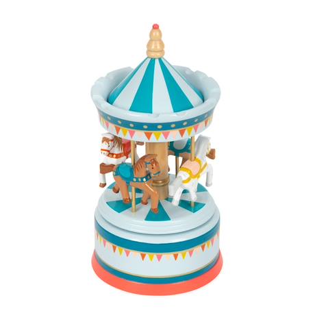 Boîte à musique carrousel à chevaux Bleu 3 - vertbaudet enfant 