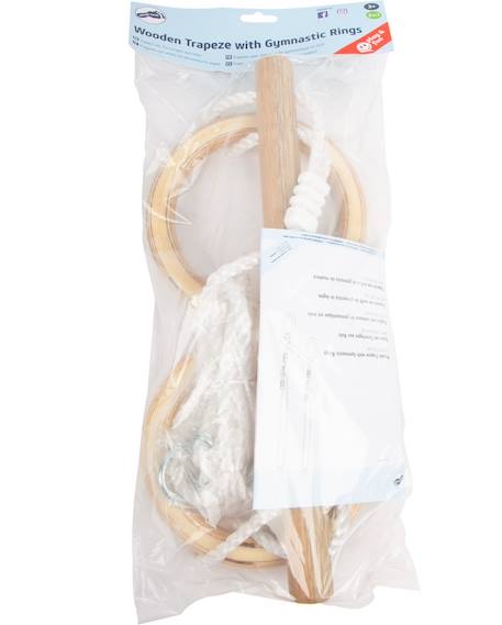 Trapèze avec anneaux de gymnastique en bois Beige 4 - vertbaudet enfant 