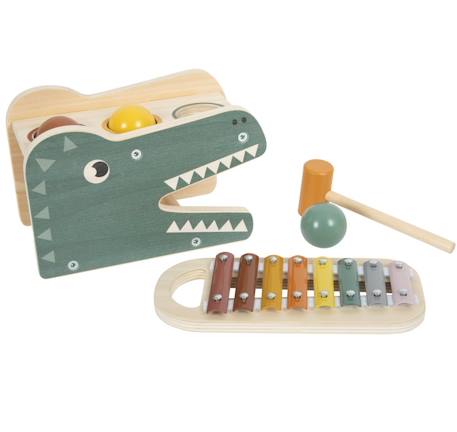 Banc à marteler avec xylophone safari Vert 1 - vertbaudet enfant 