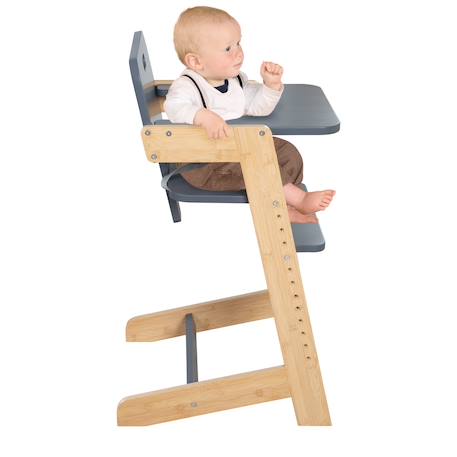Chaise haute évolutive en bambou fsc® avec plateau repas nature up Anthracite - naturel+Blanc - naturel+Bois naturel 5 - vertbaudet enfant 