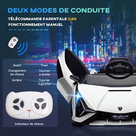 Voiture électrique enfant 12v Sián sous Licence Lamborghini, télécommande, effets sonores, Lumineux Blanc+Rose+Rouge+Vert 5 - vertbaudet enfant 