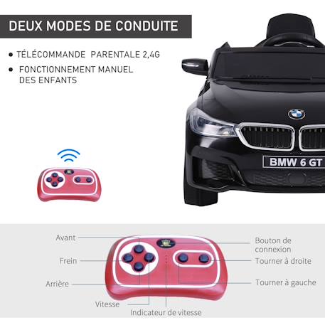 Voiture électrique enfant 6v bmw 6 gt noire Noir 6 - vertbaudet enfant 