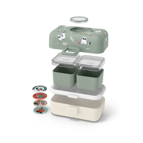 Lunch box à compartiments 800ml tresor Bleu dino+Bleu infinity+Bleu wolf+Cannelle fox+Rose birds+Rose blush+Rose papercut+Vert forest+Vert raccoon 50 - vertbaudet enfant 