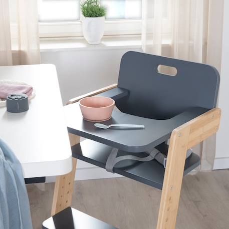 Chaise haute évolutive en bambou fsc® avec plateau repas nature up Anthracite - naturel+Blanc - naturel+Bois naturel 4 - vertbaudet enfant 
