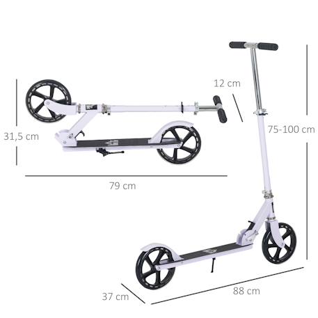 Trottinette patinette pliable enfant - hauteur guidon réglable - système de freinage arrière - acier Blanc 3 - vertbaudet enfant 
