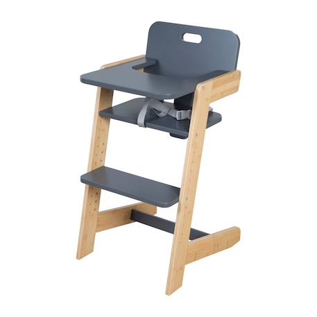Chaise haute évolutive en bambou fsc® avec plateau repas nature up Anthracite - naturel+Blanc - naturel+Bois naturel 1 - vertbaudet enfant 