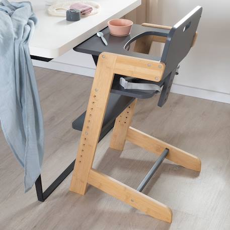 Chaise haute évolutive en bambou fsc® avec plateau repas nature up Anthracite - naturel+Blanc - naturel+Bois naturel 6 - vertbaudet enfant 