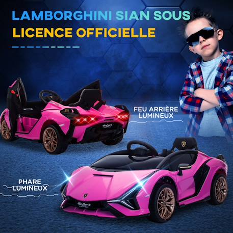 Voiture électrique enfant 12v Sián sous Licence Lamborghini, télécommande, effets sonores, Lumineux Blanc+Rose+Rouge+Vert 10 - vertbaudet enfant 