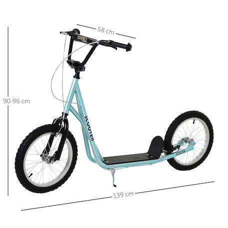 Trottinette patinette enfant - grands pneus - guidon réglable - poignée frein - béquille - acier Bleu 3 - vertbaudet enfant 