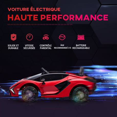 Voiture électrique enfant 12v Sián sous Licence Lamborghini, télécommande, effets sonores, Lumineux Blanc+Rose+Rouge+Vert 16 - vertbaudet enfant 