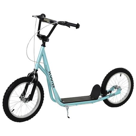 Trottinette patinette enfant - grands pneus - guidon réglable - poignée frein - béquille - acier Bleu 1 - vertbaudet enfant 