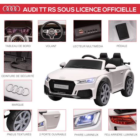 Voiture électrique enfant 12v audi tt rs Blanc+Noir+Rouge 4 - vertbaudet enfant 
