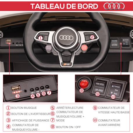 Voiture électrique enfant 12v audi tt rs Blanc+Noir+Rouge 5 - vertbaudet enfant 