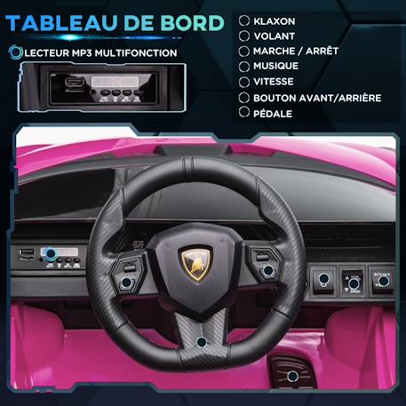 Voiture électrique enfant 12v Sián sous Licence Lamborghini, télécommande, effets sonores, Lumineux Blanc+Rose+Rouge+Vert 11 - vertbaudet enfant 