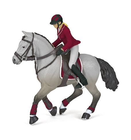 Figurine cheval de concours et sa cavalière Gris 2 - vertbaudet enfant 