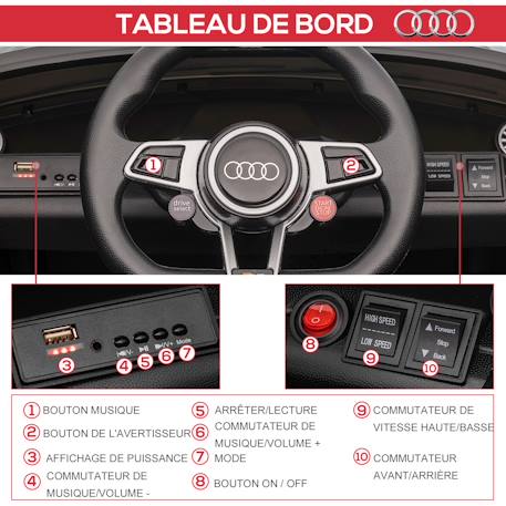 Voiture électrique enfant 12v audi tt rs Blanc+Noir+Rouge 11 - vertbaudet enfant 