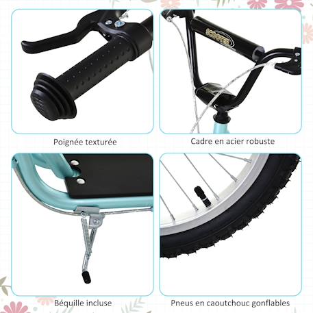 Trottinette patinette enfant - grands pneus - guidon réglable - poignée frein - béquille - acier Bleu 5 - vertbaudet enfant 