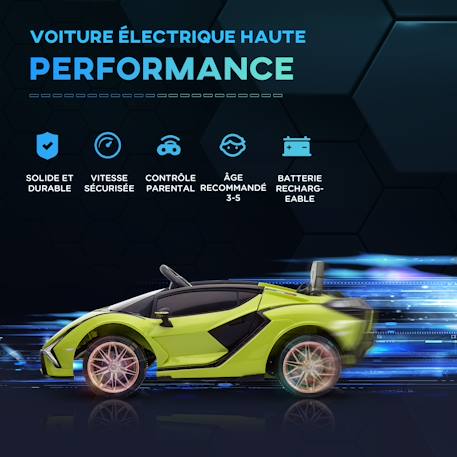 Voiture électrique enfant 12v Sián sous Licence Lamborghini, télécommande, effets sonores, Lumineux Blanc+Rose+Rouge+Vert 22 - vertbaudet enfant 