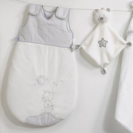 Gigoteuse bébé brodée en coton - celeste Blanc/gris+Gris/blanc 3 - vertbaudet enfant 