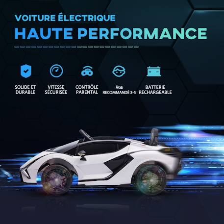 Voiture électrique enfant 12v Sián sous Licence Lamborghini, télécommande, effets sonores, Lumineux Blanc+Rose+Rouge+Vert 4 - vertbaudet enfant 