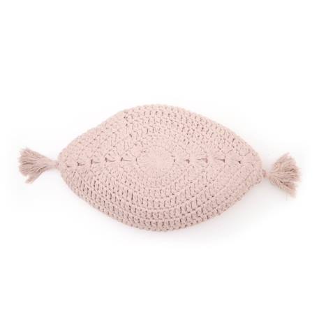 Coussin bohème coton crochet plume Ecru+Moutarde+Nude 17 - vertbaudet enfant 