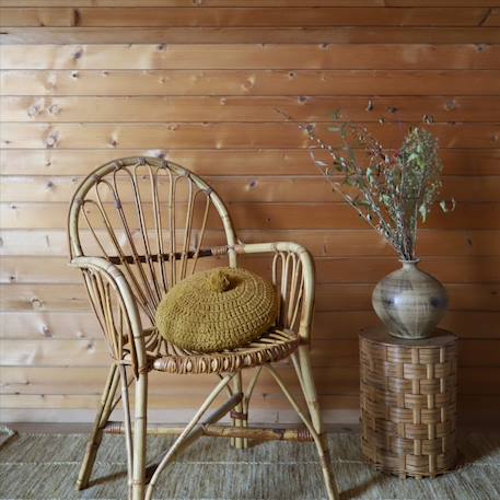 Coussin coton rond crochet lenka Ecru+Moutarde+Nude 12 - vertbaudet enfant 