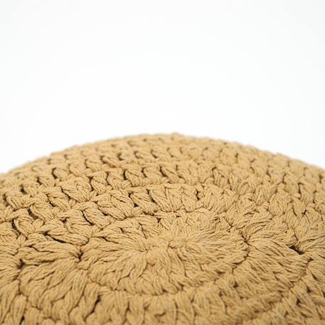 Coussin bohème coton crochet plume Ecru+Moutarde+Nude 12 - vertbaudet enfant 