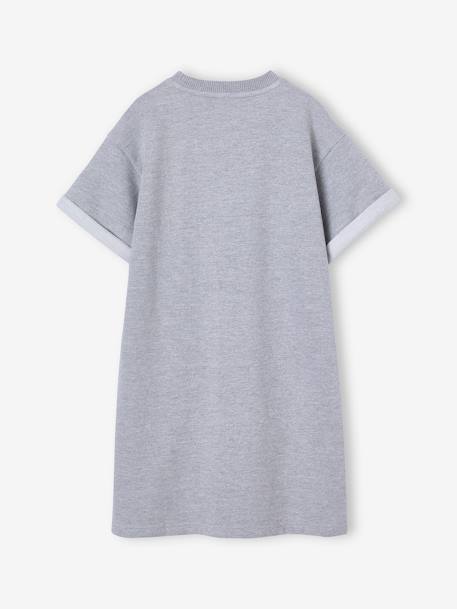 Robe fille en molleton léger motif gris chiné+rayé bleu+vert+vert sauge 2 - vertbaudet enfant 