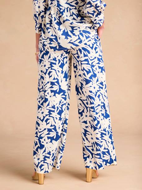 Pantalon de grossesse large imprimé fleurs avec bandeau bleu roi 3 - vertbaudet enfant 