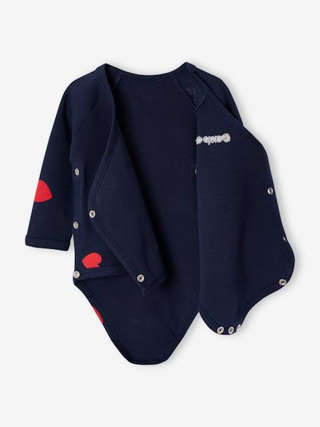 Kit Maternité 'Mon coeur' chemise de nuit grossesse + body bébé + pochon écru+marine 21 - vertbaudet enfant 